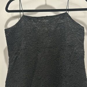 Black spaghetti strap embroidered dress